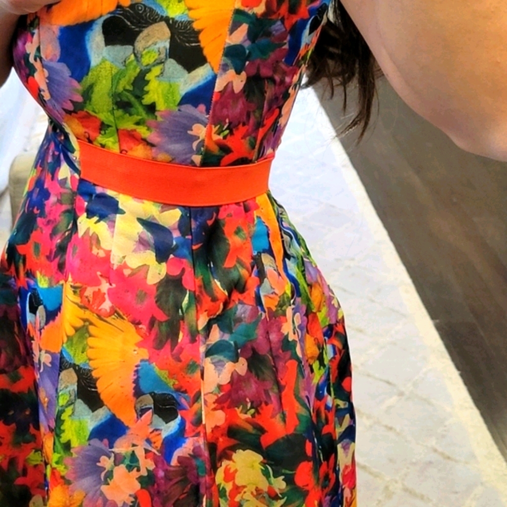WOMEN'S BRAND NEW H&M FLORAL MINI COCKTAIL DRESS - Picture 5 of 5